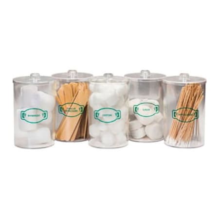 Clinton Industries Clinton T-70 Labeled Clear Plastic Sundry Jars, Set of 5 T-70